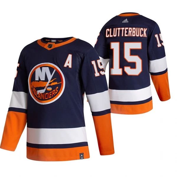 New York Islanders Trikot Cal Clutterbuck 15 2022 Reverse Retro Blau Authentic